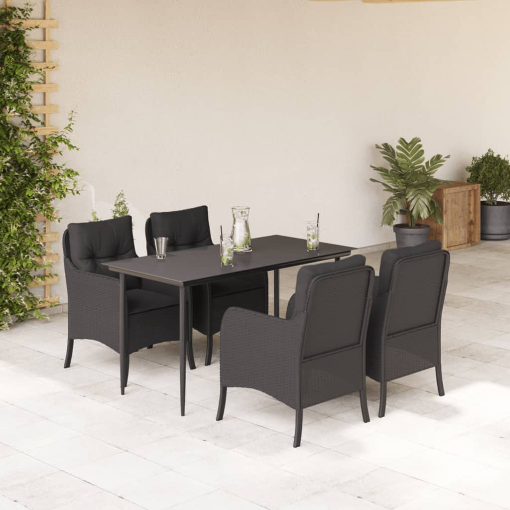 5-delige Tuinset met kussens poly rattan zwart is nu te koop bij PeponiXL, paradijselijk wonen!