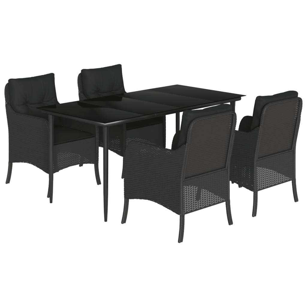 5-delige Tuinset met kussens poly rattan zwart is nu te koop bij PeponiXL, paradijselijk wonen!