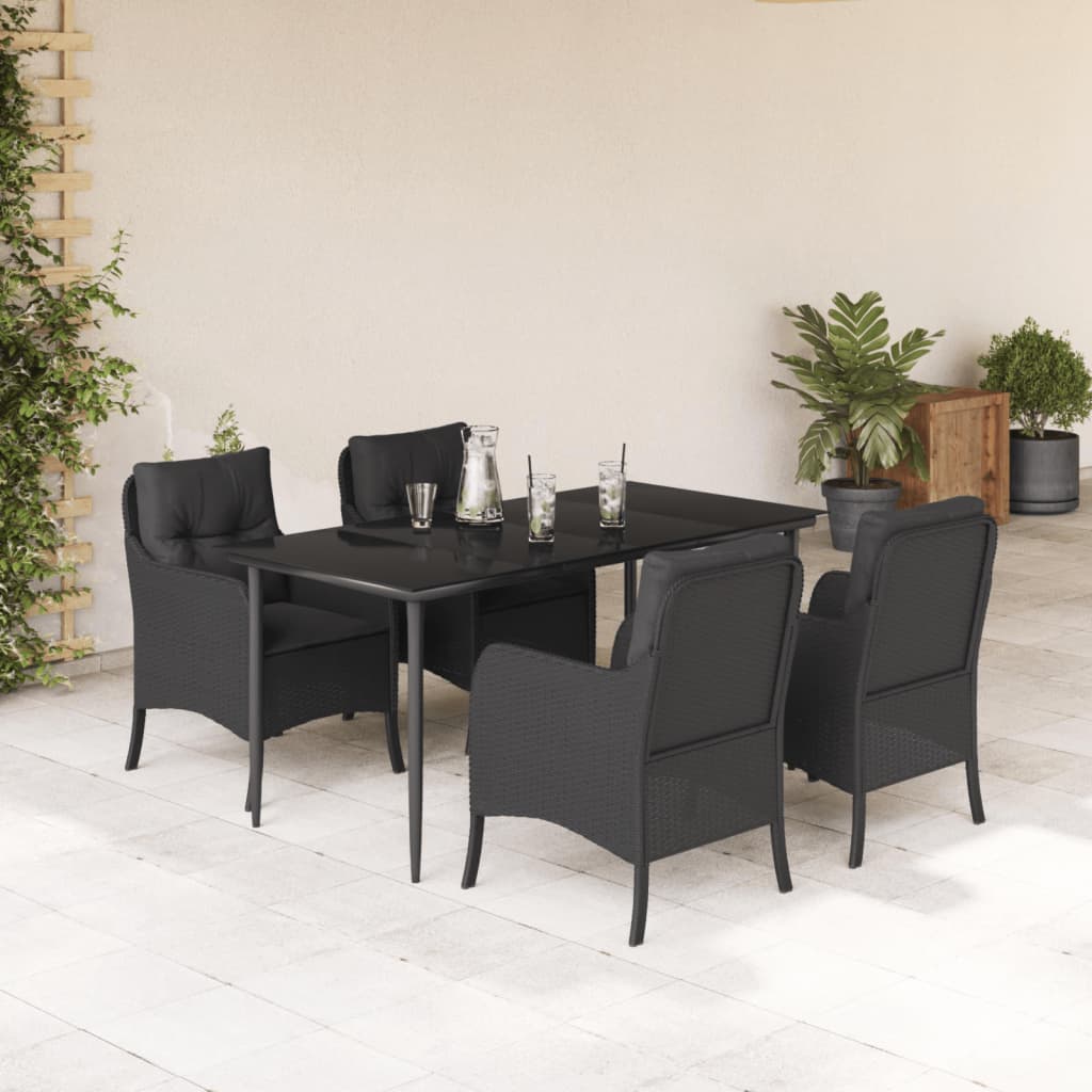 5-delige Tuinset met kussens poly rattan zwart is nu te koop bij PeponiXL, paradijselijk wonen!