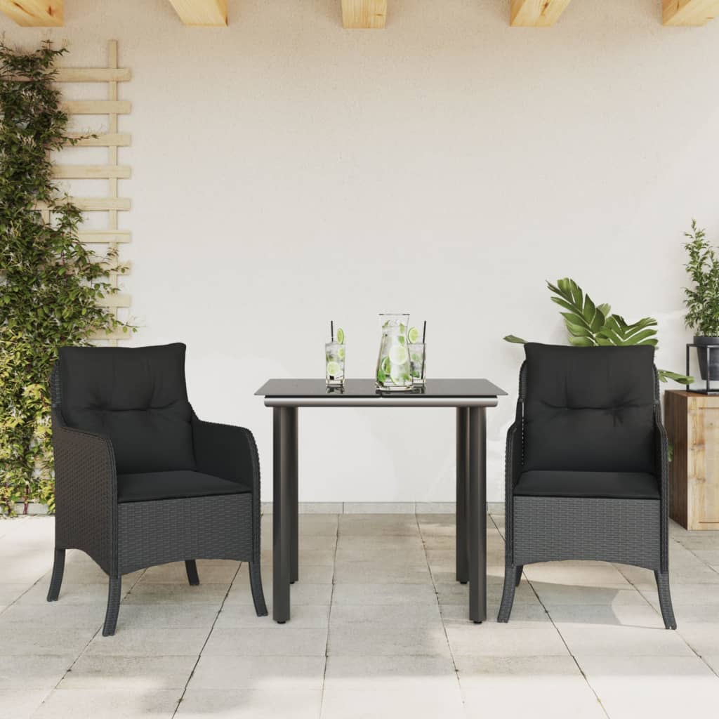 3-delige Tuinset met kussens poly rattan zwart is nu te koop bij PeponiXL, paradijselijk wonen!