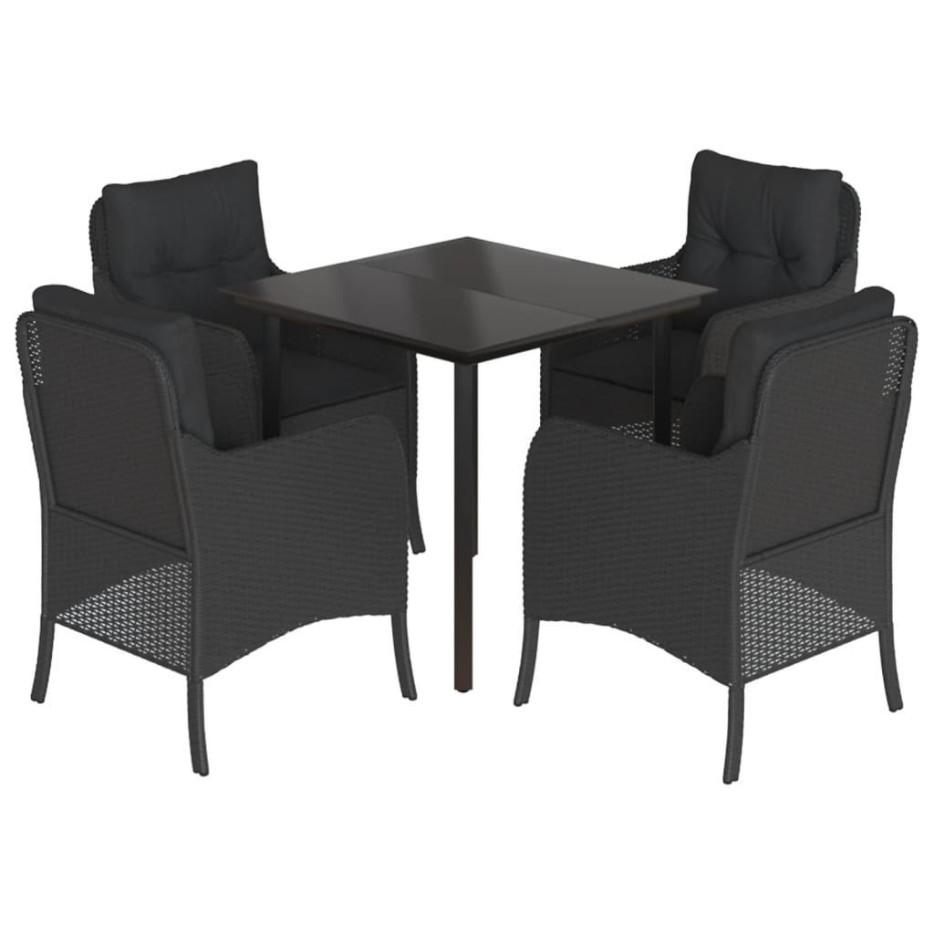 5-delige Tuinset met kussens poly rattan zwart is nu te koop bij PeponiXL, paradijselijk wonen!