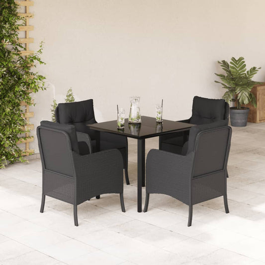 5-delige Tuinset met kussens poly rattan zwart is nu te koop bij PeponiXL, paradijselijk wonen!