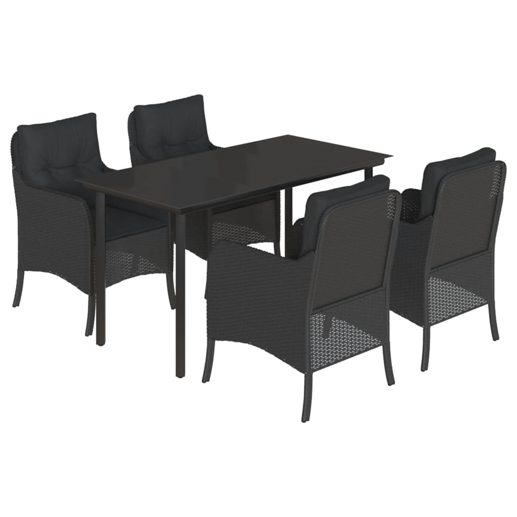5-delige Tuinset met kussens poly rattan zwart is nu te koop bij PeponiXL, paradijselijk wonen!