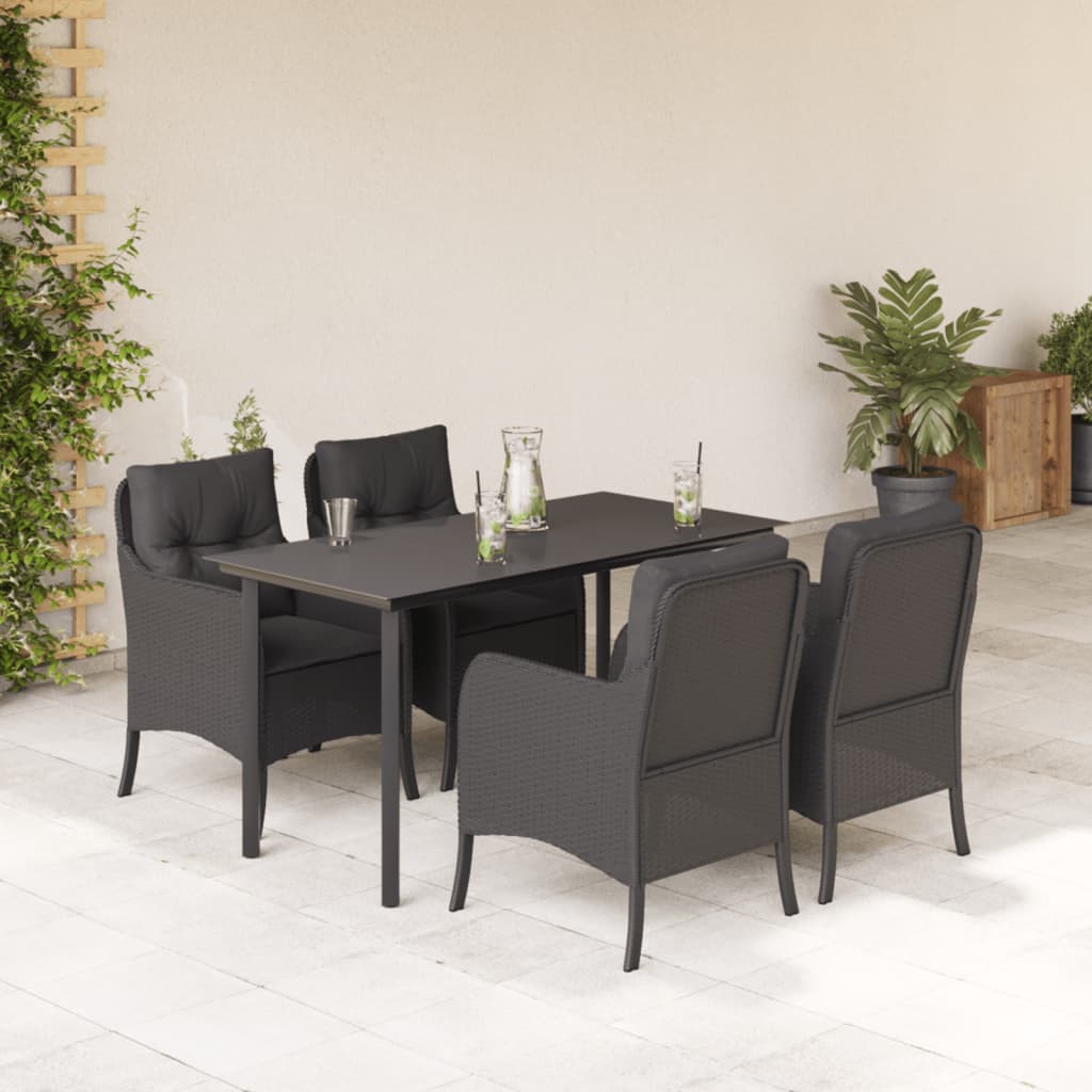 5-delige Tuinset met kussens poly rattan zwart is nu te koop bij PeponiXL, paradijselijk wonen!