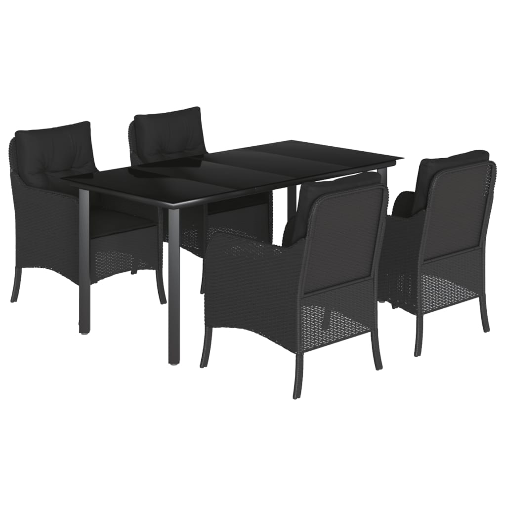 5-delige Tuinset met kussens poly rattan zwart is nu te koop bij PeponiXL, paradijselijk wonen!