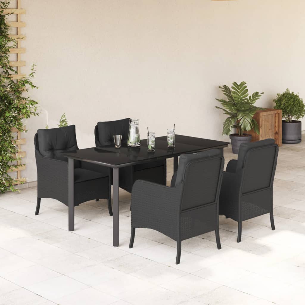 5-delige Tuinset met kussens poly rattan zwart is nu te koop bij PeponiXL, paradijselijk wonen!