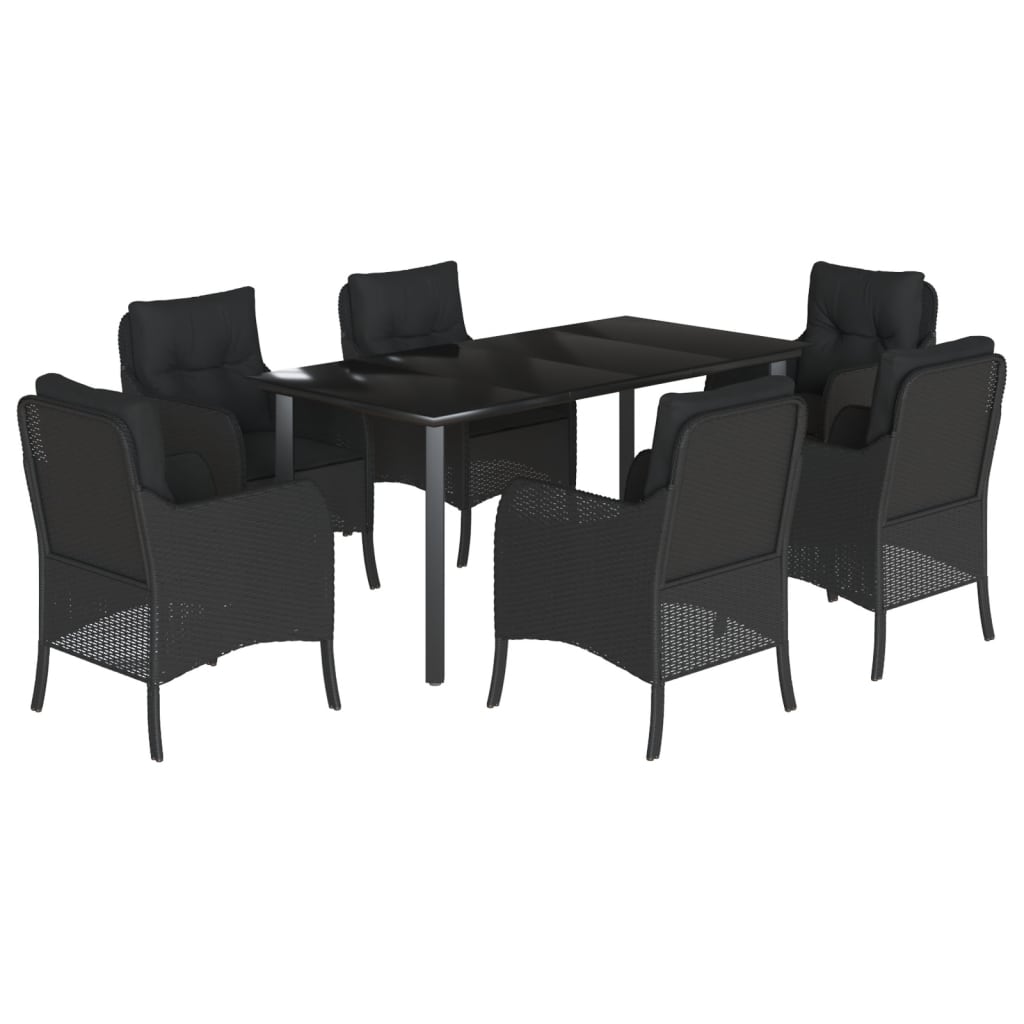 7-delige Tuinset met kussens poly rattan zwart is nu te koop bij PeponiXL, paradijselijk wonen!