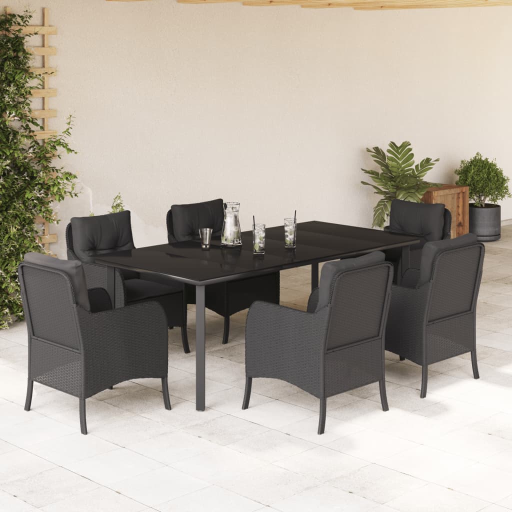 7-delige Tuinset met kussens poly rattan zwart is nu te koop bij PeponiXL, paradijselijk wonen!