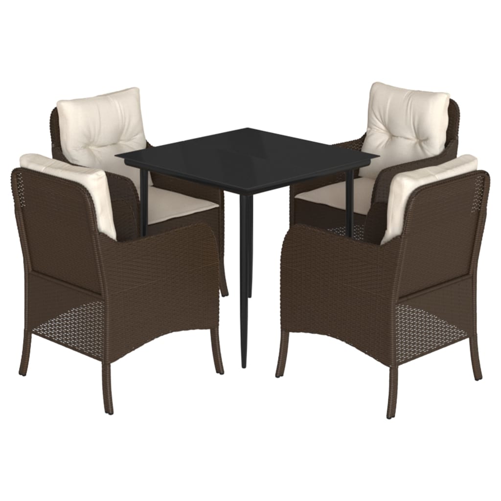 5-delige Tuinset met kussens poly rattan bruin is nu te koop bij PeponiXL, paradijselijk wonen!