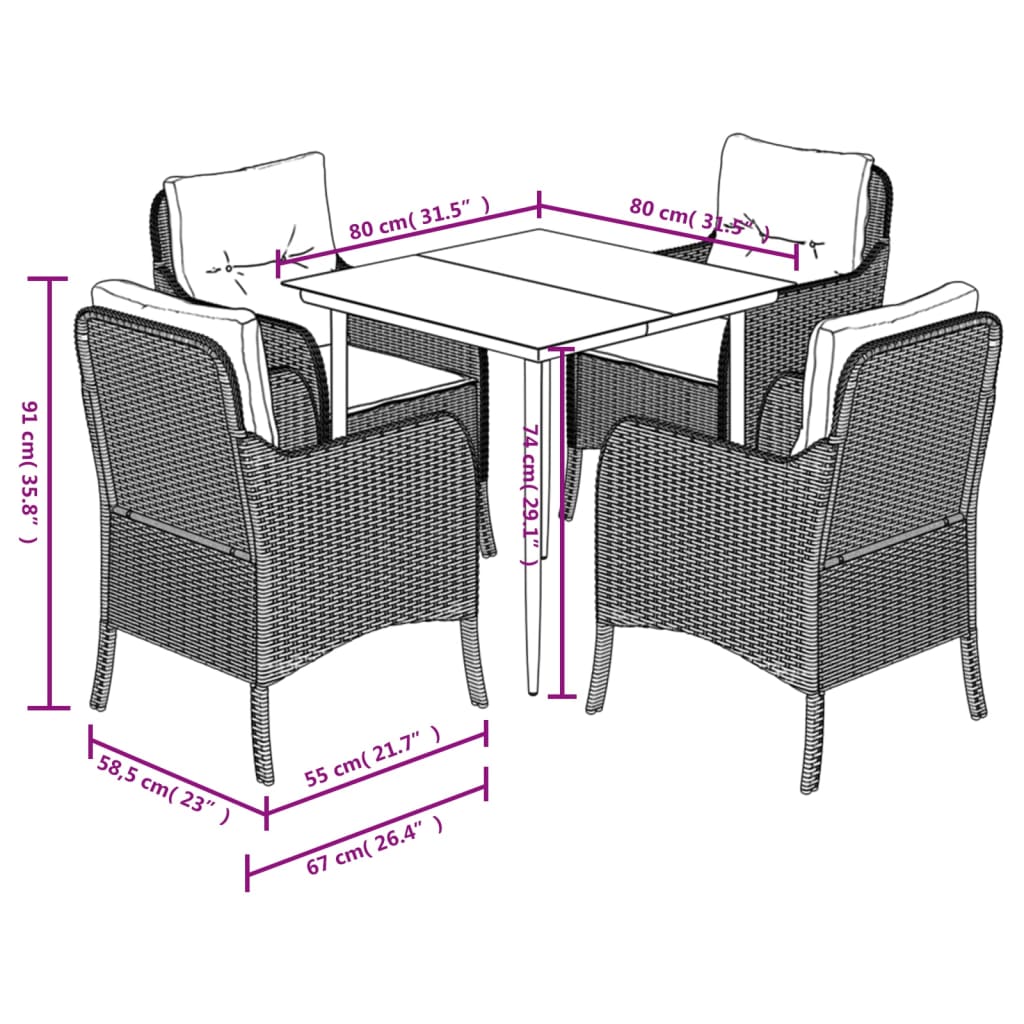 5-delige Tuinset met kussens poly rattan bruin is nu te koop bij PeponiXL, paradijselijk wonen!