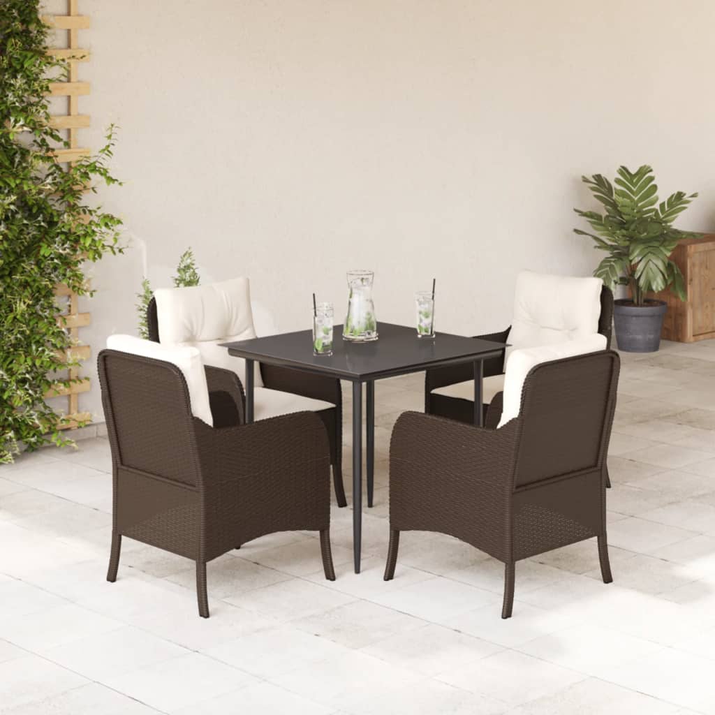 5-delige Tuinset met kussens poly rattan bruin is nu te koop bij PeponiXL, paradijselijk wonen!