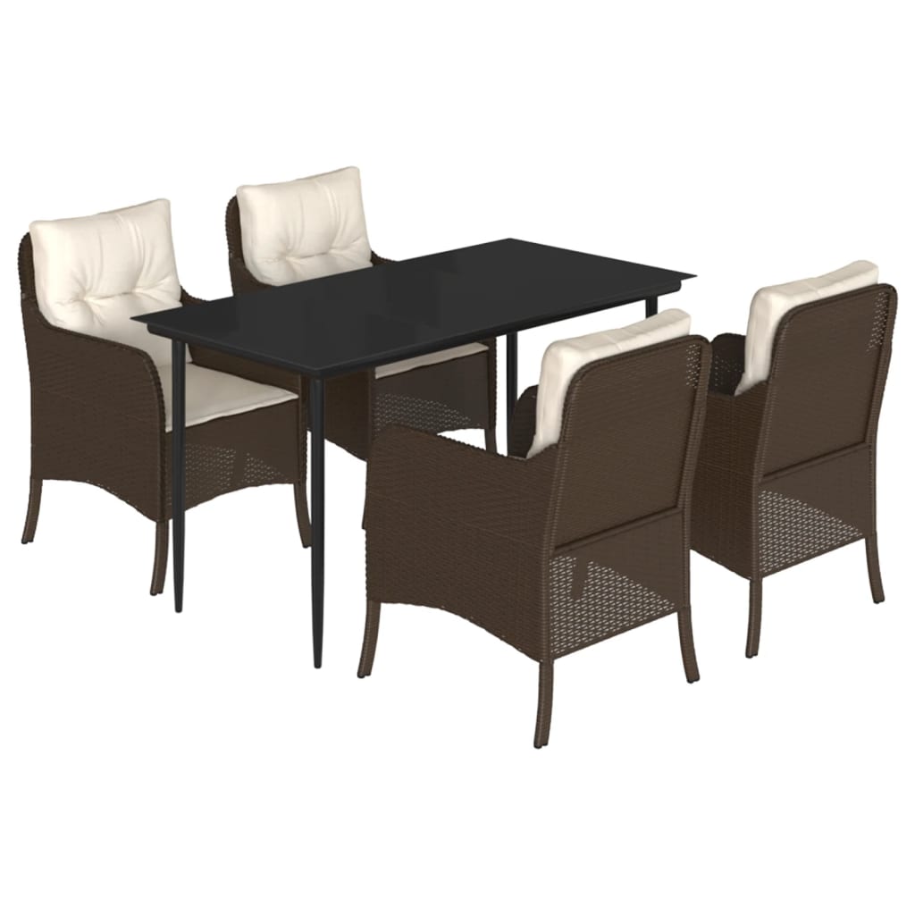 5-delige Tuinset met kussens poly rattan bruin is nu te koop bij PeponiXL, paradijselijk wonen!