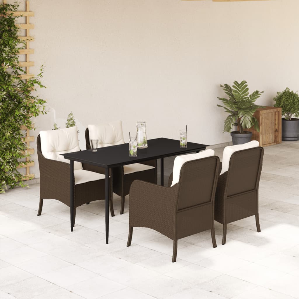 5-delige Tuinset met kussens poly rattan bruin is nu te koop bij PeponiXL, paradijselijk wonen!
