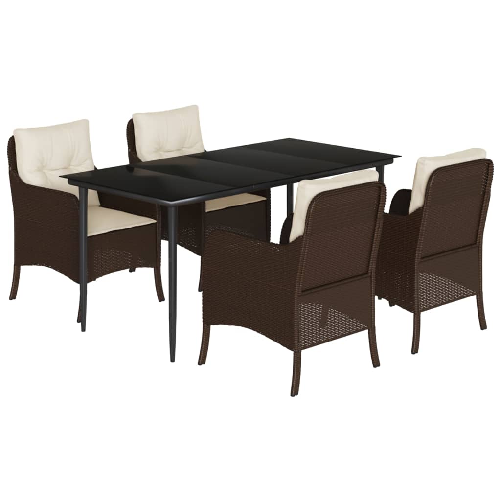 5-delige Tuinset met kussens poly rattan bruin is nu te koop bij PeponiXL, paradijselijk wonen!
