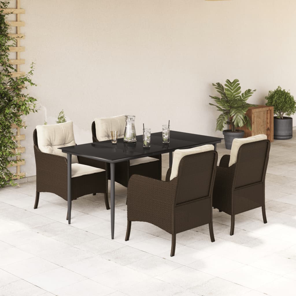 5-delige Tuinset met kussens poly rattan bruin is nu te koop bij PeponiXL, paradijselijk wonen!