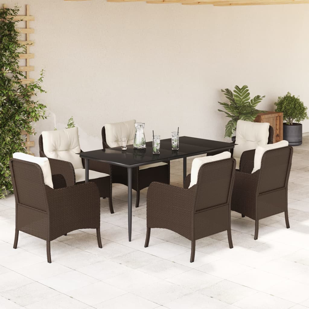 7-delige Tuinset met kussens poly rattan bruin is nu te koop bij PeponiXL, paradijselijk wonen!