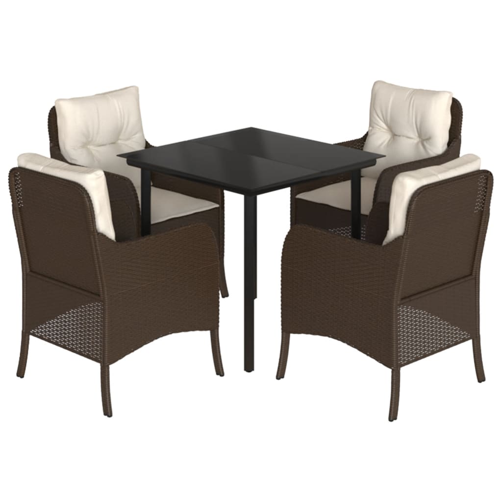 5-delige Tuinset met kussens poly rattan bruin is nu te koop bij PeponiXL, paradijselijk wonen!