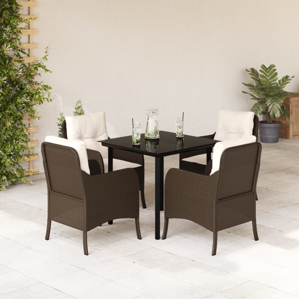 5-delige Tuinset met kussens poly rattan bruin is nu te koop bij PeponiXL, paradijselijk wonen!
