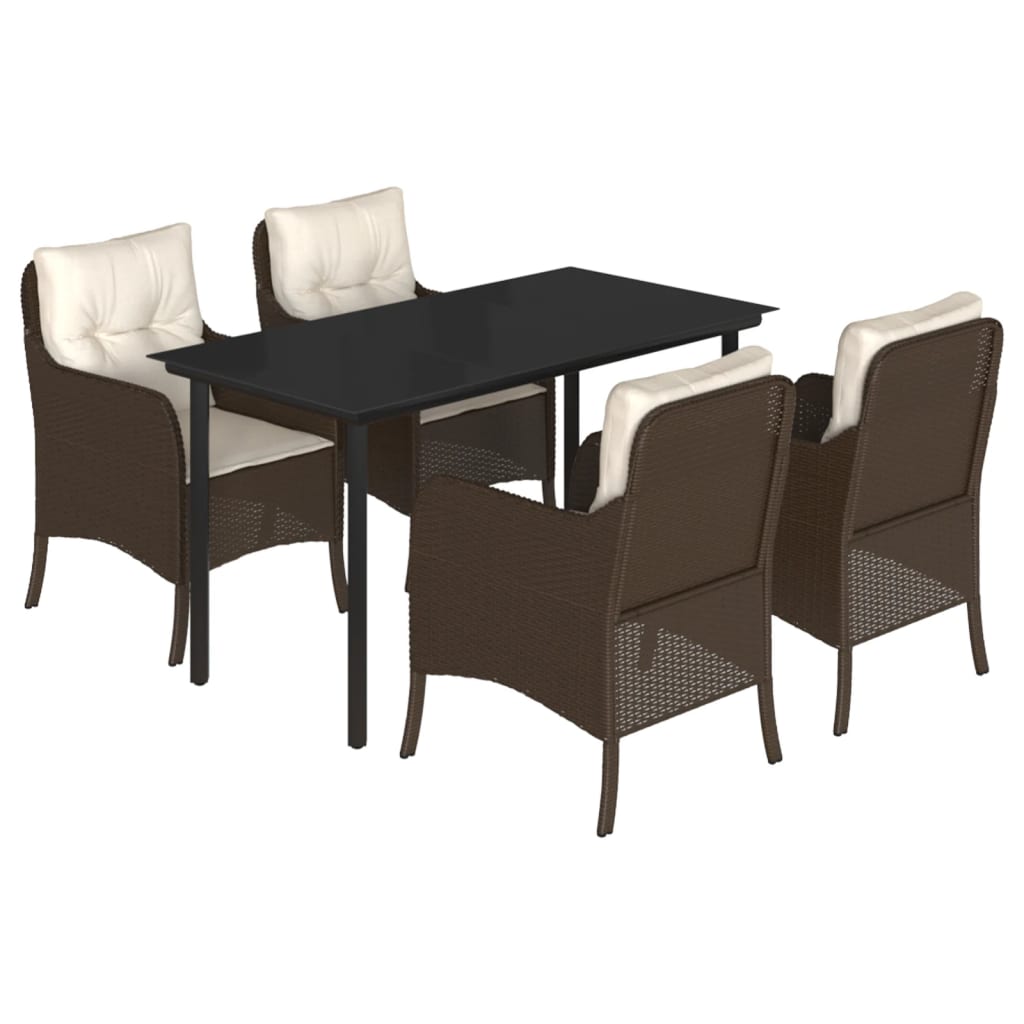 5-delige Tuinset met kussens poly rattan bruin is nu te koop bij PeponiXL, paradijselijk wonen!