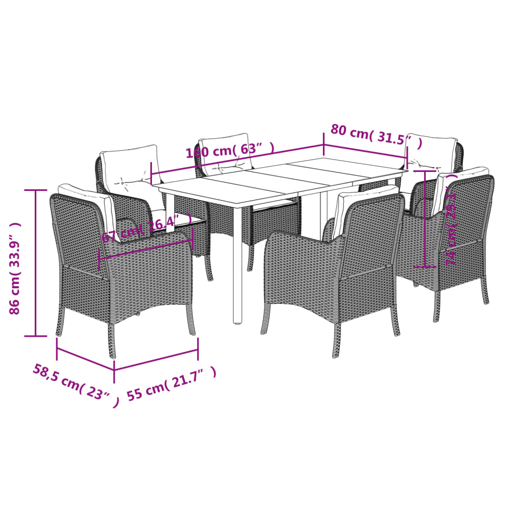 7-delige Tuinset met kussens poly rattan bruin is nu te koop bij PeponiXL, paradijselijk wonen!