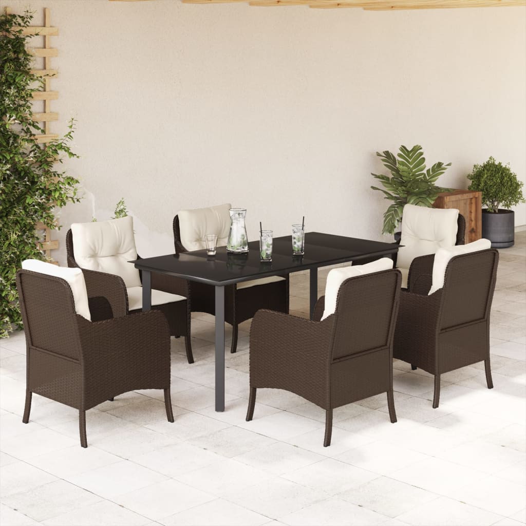 7-delige Tuinset met kussens poly rattan bruin is nu te koop bij PeponiXL, paradijselijk wonen!