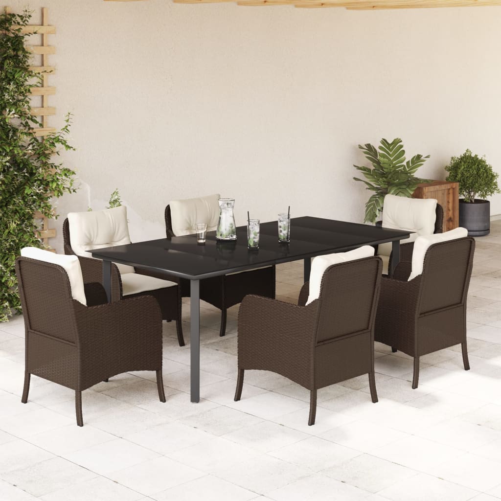 7-delige Tuinset met kussens poly rattan bruin is nu te koop bij PeponiXL, paradijselijk wonen!