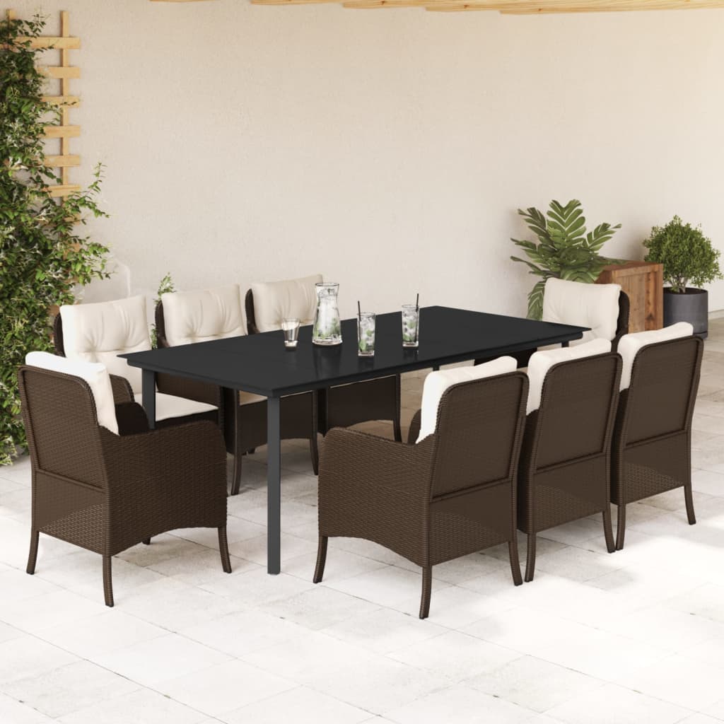 9-delige Tuinset met kussens poly rattan bruin is nu te koop bij PeponiXL, paradijselijk wonen!