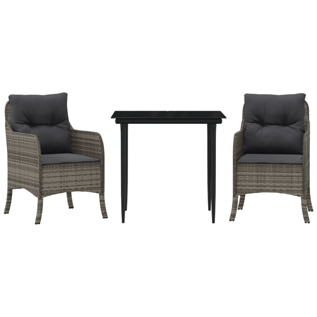 3-delige Tuinset met kussens poly rattan grijs is nu te koop bij PeponiXL, paradijselijk wonen!