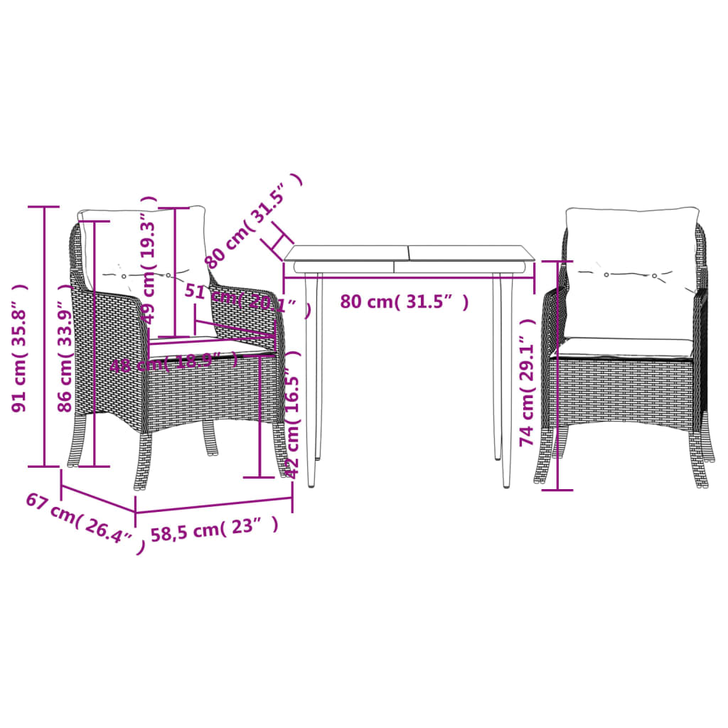 3-delige Tuinset met kussens poly rattan grijs is nu te koop bij PeponiXL, paradijselijk wonen!