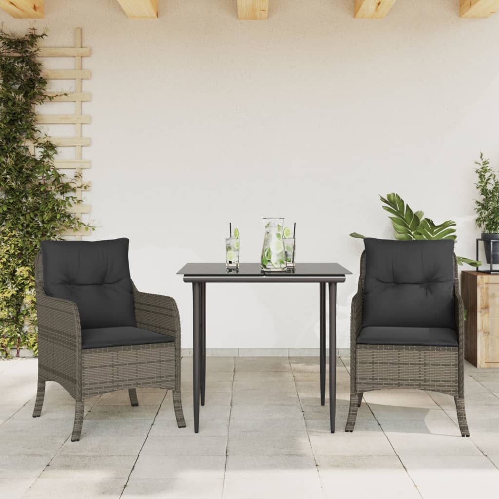 3-delige Tuinset met kussens poly rattan grijs is nu te koop bij PeponiXL, paradijselijk wonen!