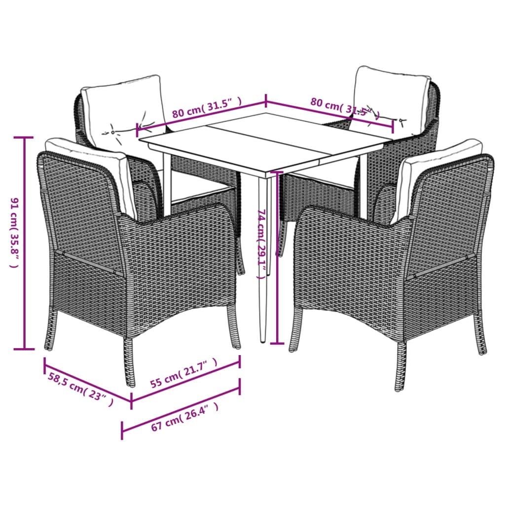 5-delige Tuinset met kussens poly rattan grijs is nu te koop bij PeponiXL, paradijselijk wonen!