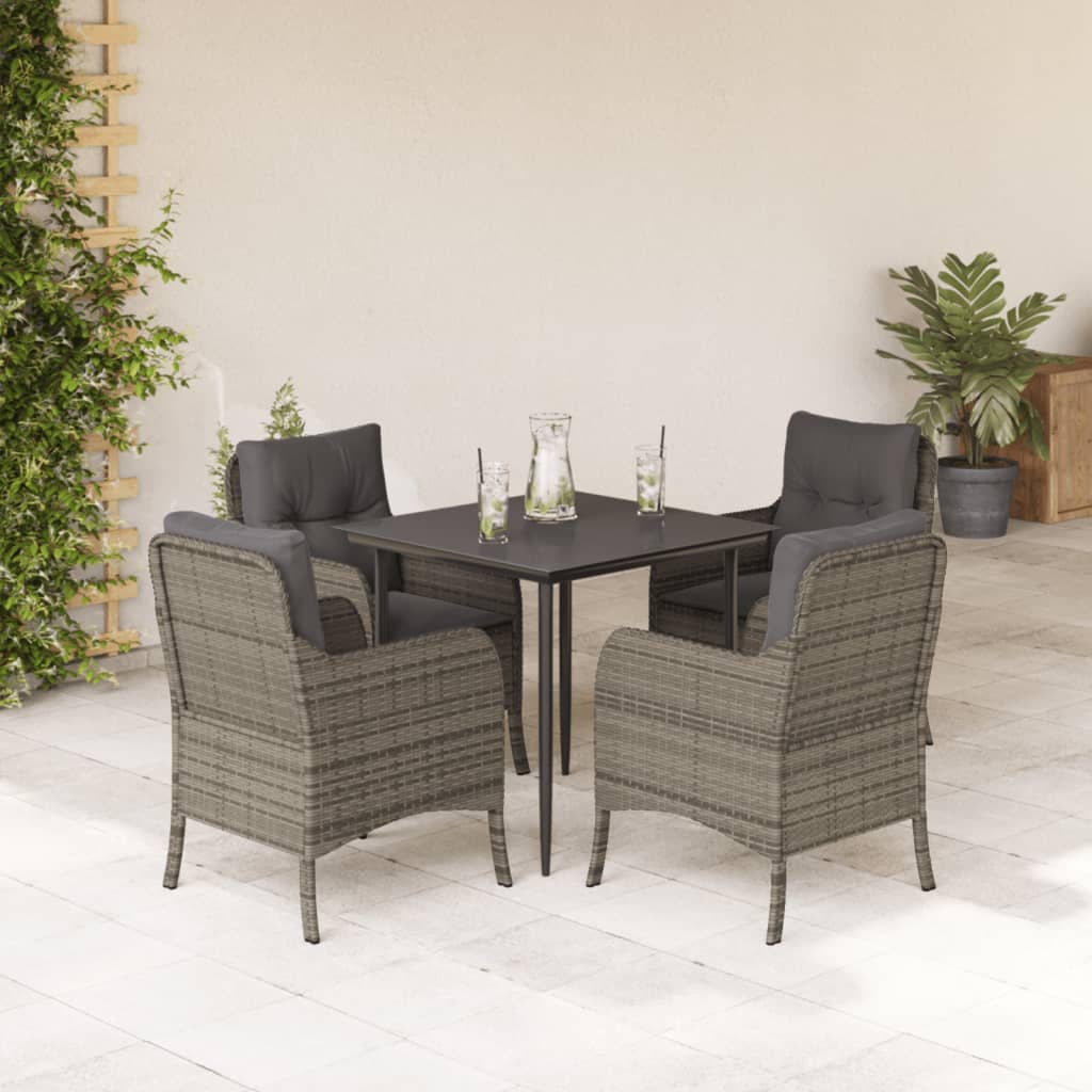 5-delige Tuinset met kussens poly rattan grijs is nu te koop bij PeponiXL, paradijselijk wonen!