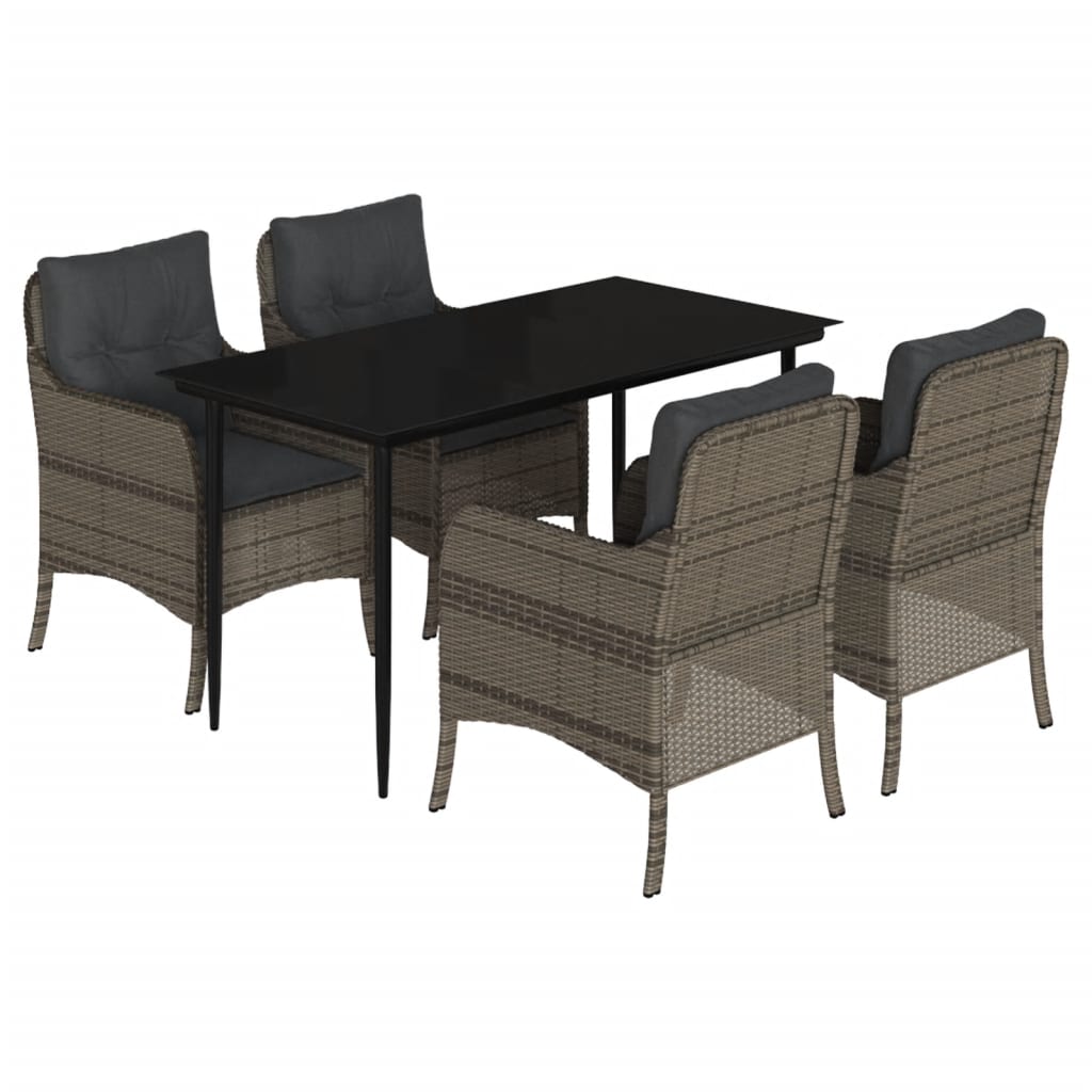 5-delige Tuinset met kussens poly rattan grijs is nu te koop bij PeponiXL, paradijselijk wonen!