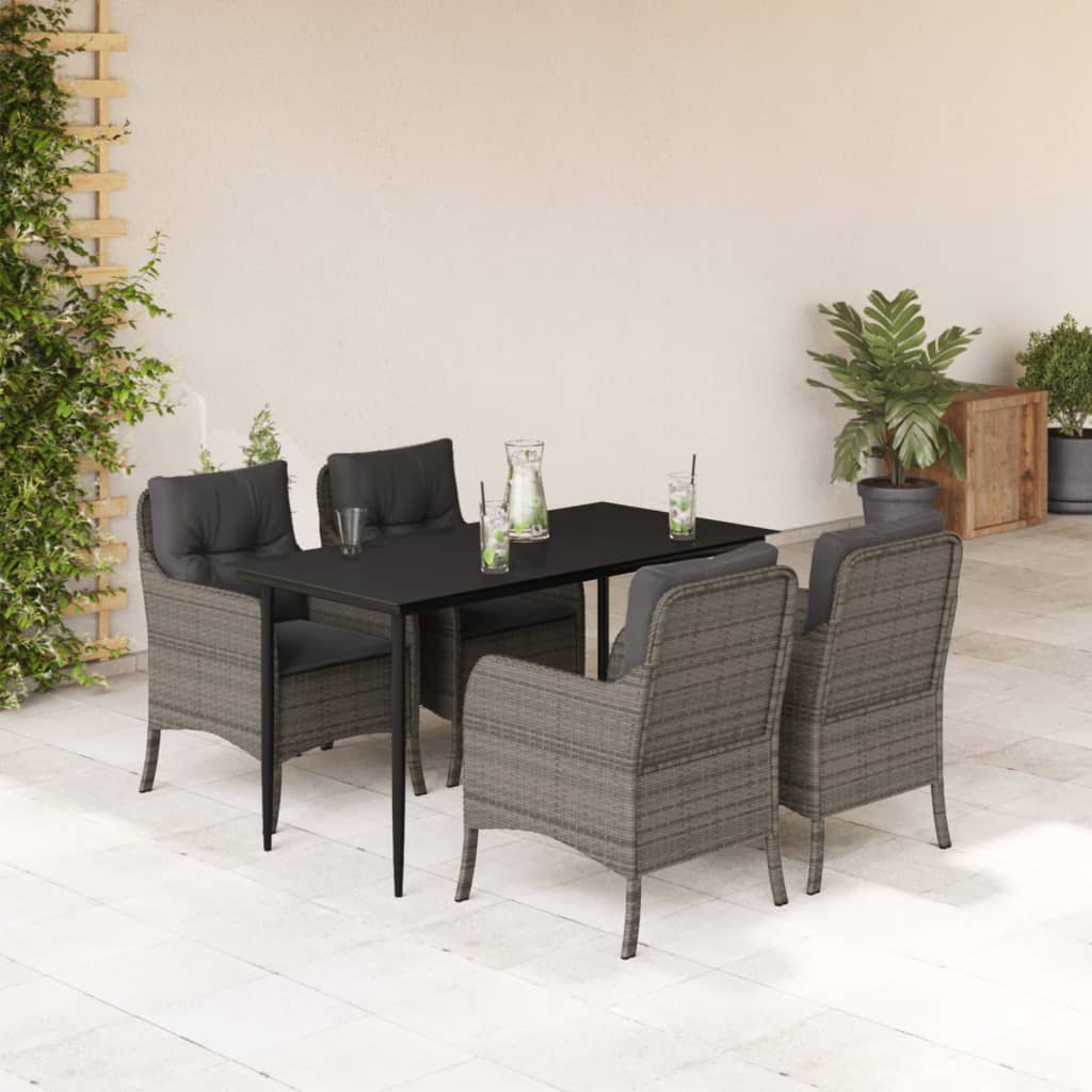 5-delige Tuinset met kussens poly rattan grijs is nu te koop bij PeponiXL, paradijselijk wonen!