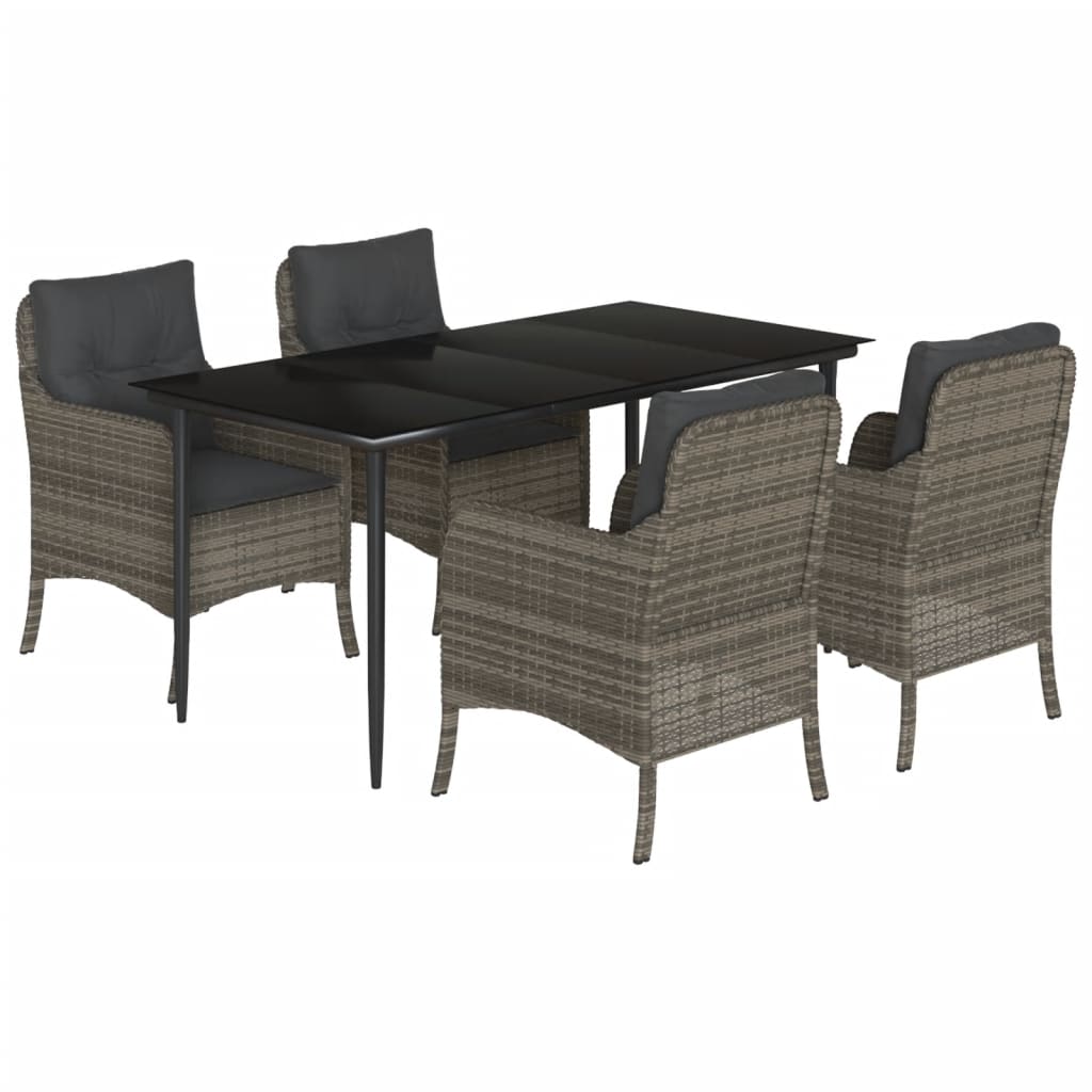 5-delige Tuinset met kussens poly rattan grijs is nu te koop bij PeponiXL, paradijselijk wonen!