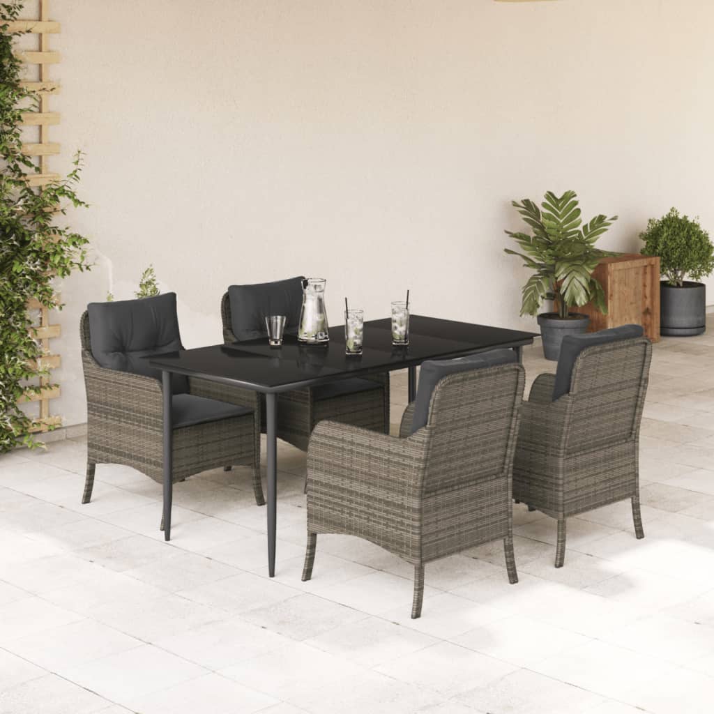 5-delige Tuinset met kussens poly rattan grijs is nu te koop bij PeponiXL, paradijselijk wonen!