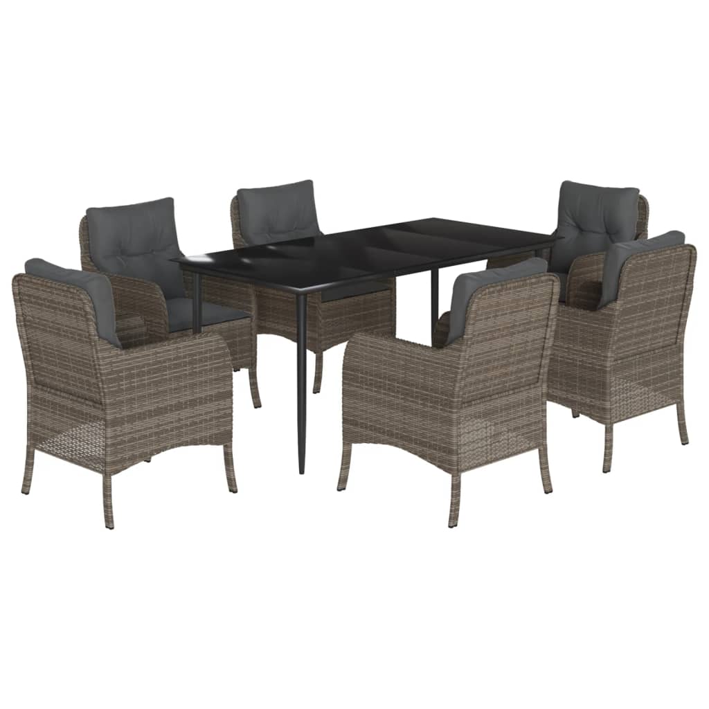 7-delige Tuinset met kussens poly rattan grijs is nu te koop bij PeponiXL, paradijselijk wonen!