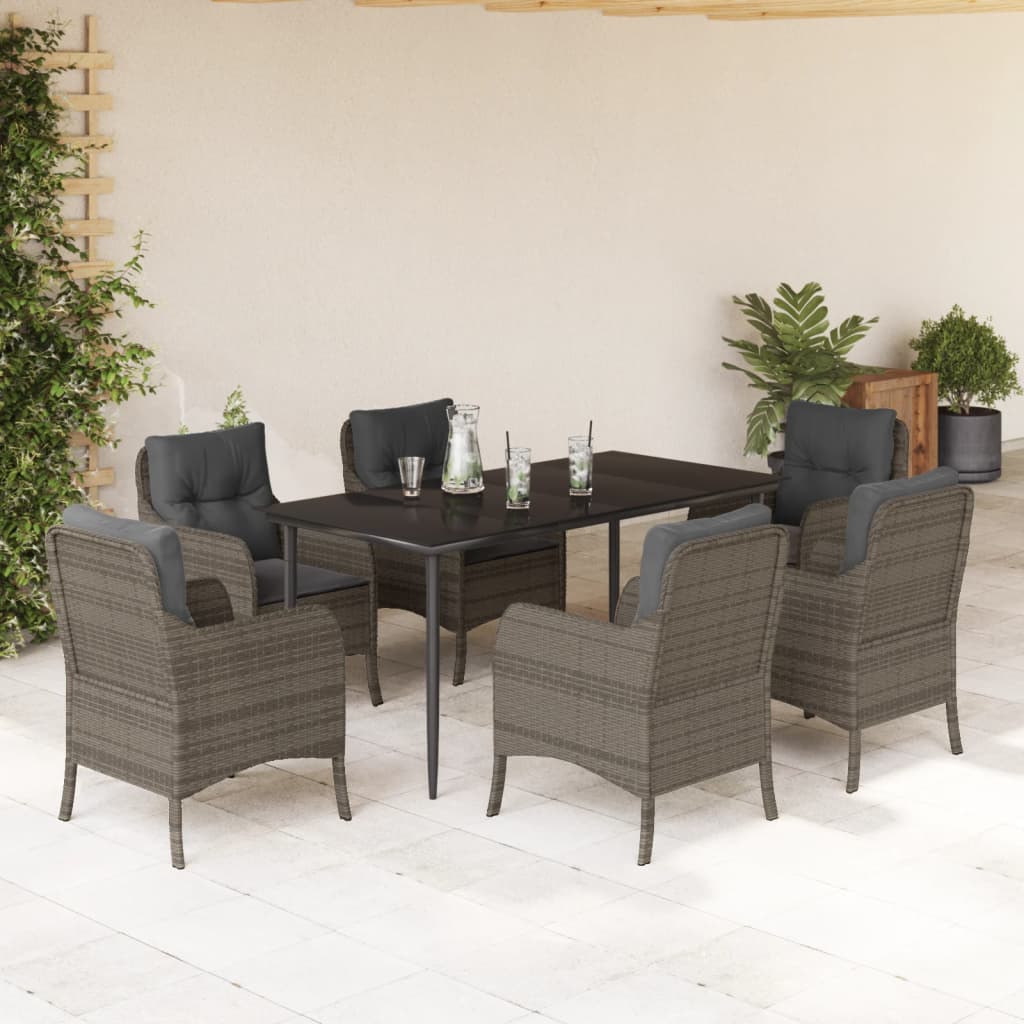 7-delige Tuinset met kussens poly rattan grijs is nu te koop bij PeponiXL, paradijselijk wonen!