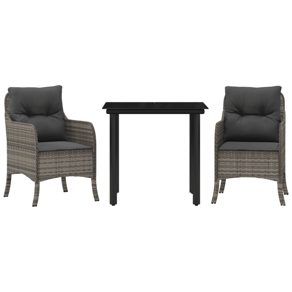 3-delige Tuinset met kussens poly rattan grijs is nu te koop bij PeponiXL, paradijselijk wonen!