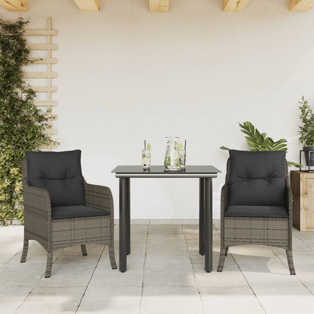3-delige Tuinset met kussens poly rattan grijs is nu te koop bij PeponiXL, paradijselijk wonen!