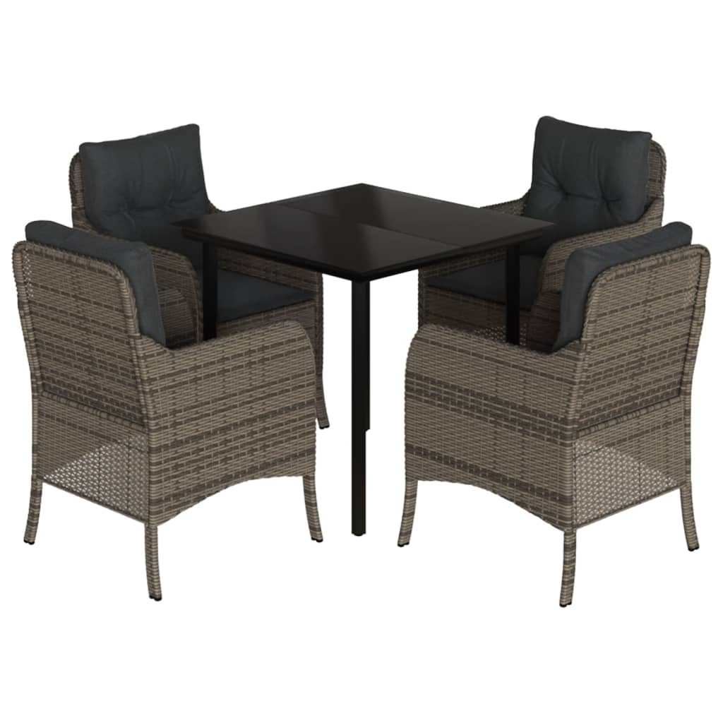 5-delige Tuinset met kussens poly rattan grijs is nu te koop bij PeponiXL, paradijselijk wonen!