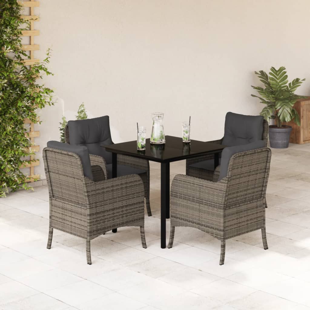 5-delige Tuinset met kussens poly rattan grijs is nu te koop bij PeponiXL, paradijselijk wonen!