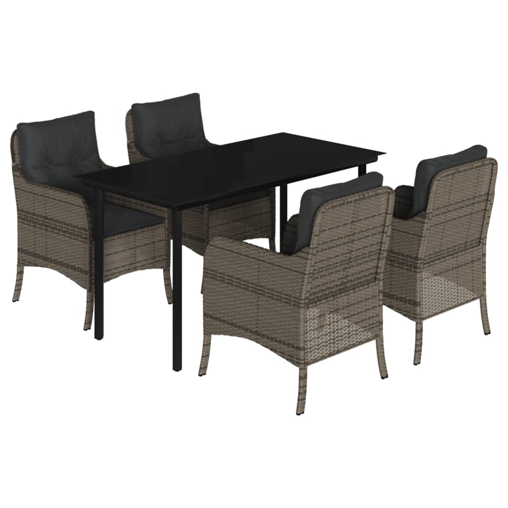 5-delige Tuinset met kussens poly rattan grijs is nu te koop bij PeponiXL, paradijselijk wonen!