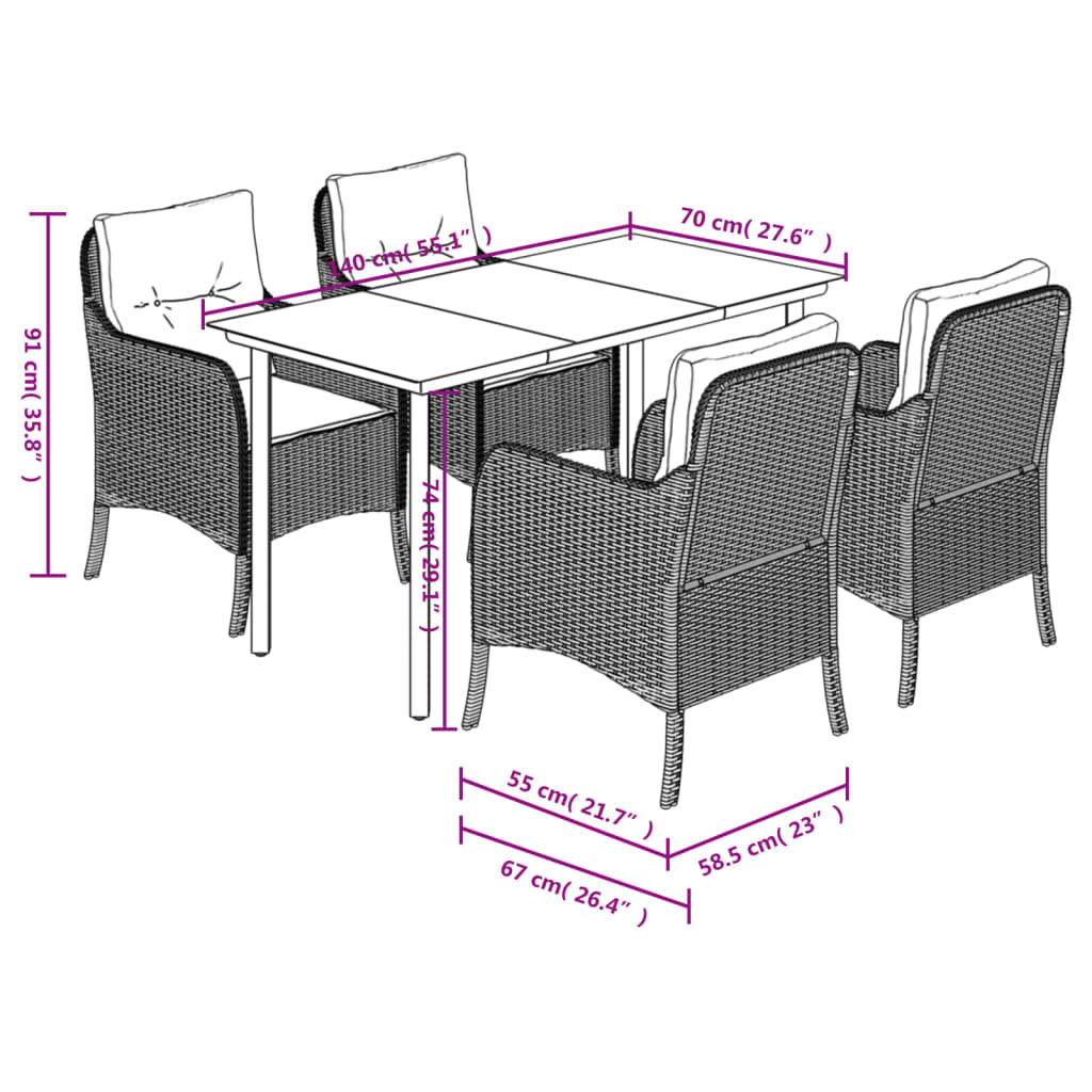 5-delige Tuinset met kussens poly rattan grijs is nu te koop bij PeponiXL, paradijselijk wonen!