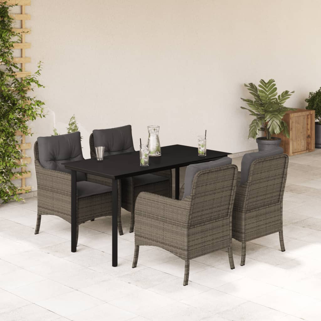 5-delige Tuinset met kussens poly rattan grijs is nu te koop bij PeponiXL, paradijselijk wonen!