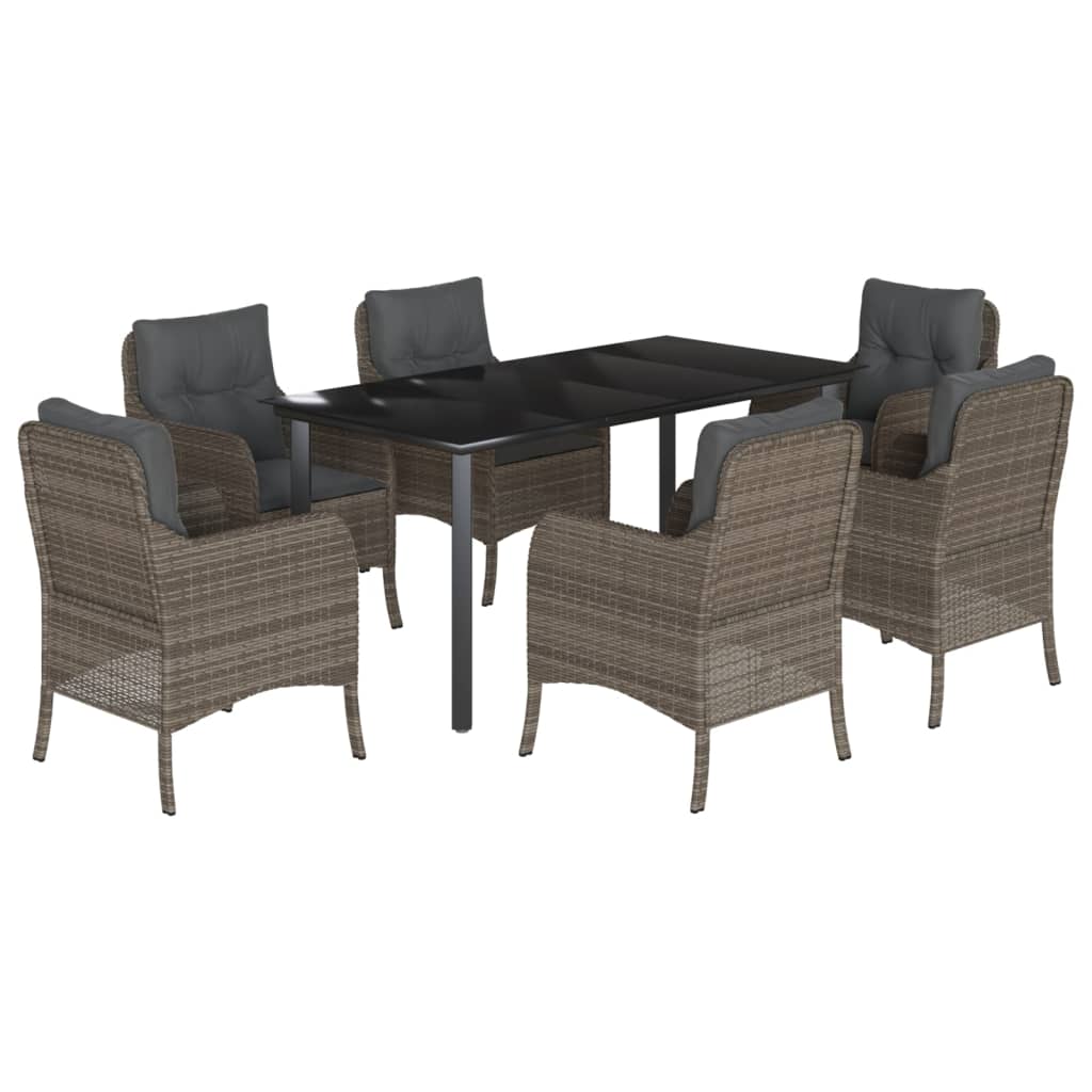 7-delige Tuinset met kussens poly rattan grijs is nu te koop bij PeponiXL, paradijselijk wonen!