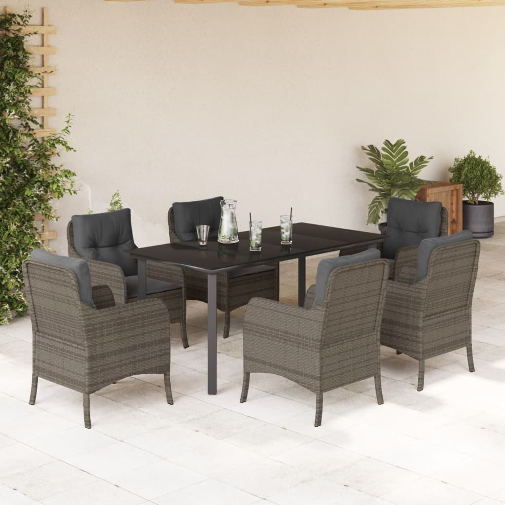 7-delige Tuinset met kussens poly rattan grijs is nu te koop bij PeponiXL, paradijselijk wonen!