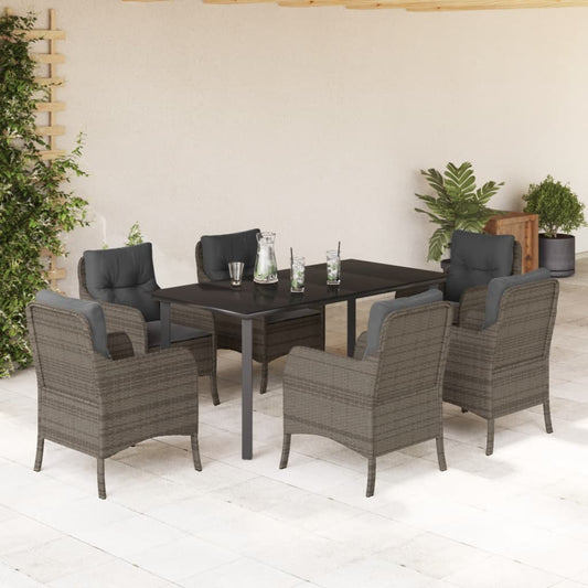 7-delige Tuinset met kussens poly rattan grijs is nu te koop bij PeponiXL, paradijselijk wonen!