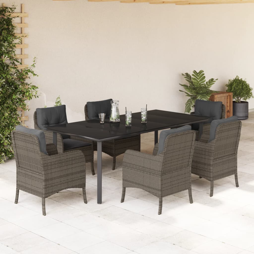 7-delige Tuinset met kussens poly rattan grijs is nu te koop bij PeponiXL, paradijselijk wonen!