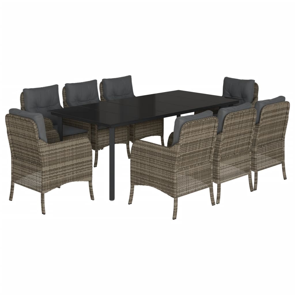 9-delige Tuinset met kussens poly rattan grijs is nu te koop bij PeponiXL, paradijselijk wonen!